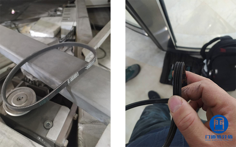 轉門維保案例丨凱必盛電動兩翼旋轉門保養項目之皮帶保養