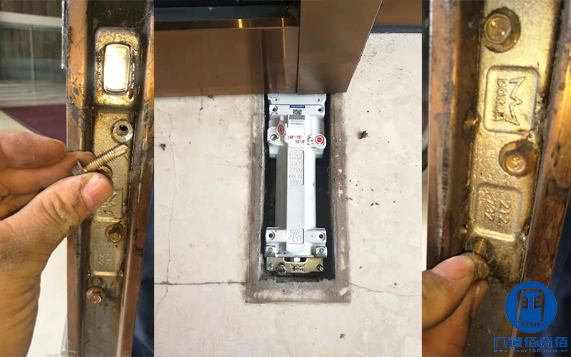 山東農信社旋轉門邊門地彈簧維修服務案例