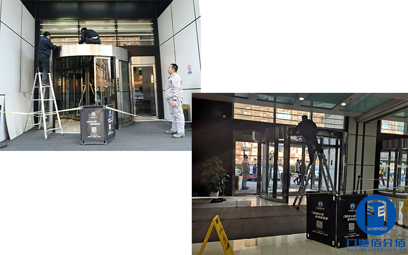 北京某大廈東南門自動旋轉門軌道翻新服務